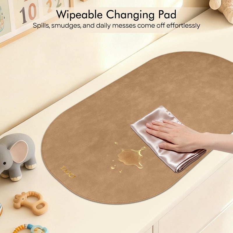 TAOCI Changing Pad Portable, Diaper Changing Pad, Baby Changing Mat, Waterproof & Wipeable Vegan Leather Change Pad for Home & Travel, Brown - Image 5